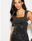 Diamond Sequin Mini Dress in Black