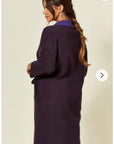 Reversible wool blend cardigan coat (PURPLE)