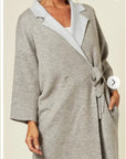 Reversible wool blend cardigan coat