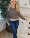 Black & Grey Striped Knitted Jumper (Brown)