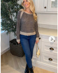 Black & Grey Striped Knitted Jumper (Brown)