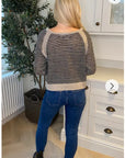 Black & Grey Striped Knitted Jumper (Brown)