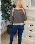 Black & Grey Striped Knitted Jumper (Brown)
