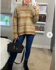 Ribbed stripe mix yarn oversize jumper