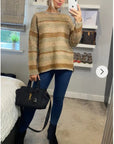 Ribbed stripe mix yarn oversize jumper
