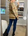 Ribbed stripe mix yarn oversize jumper