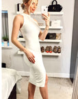 Front Open bodycon knit dress in White