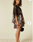 floral and bird print shift dress
