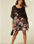 floral and bird print shift dress