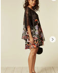 floral and bird print shift dress