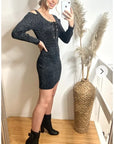 Cold shoulder Sparkle knit bodycon party dress
