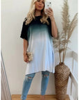 Tie dye Cotton Long T-shirt (Black)