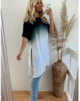 Tie dye Cotton Long T-shirt (Black)