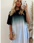 Tie dye Cotton Long T-shirt (Black)