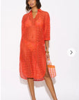 V pattern Lace kaftan dress in Orange Holiday wear collection