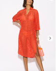 V pattern Lace kaftan dress in Orange Holiday wear collection