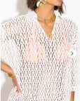 V pattern Lace kaftan dress in White Holiday wear collection