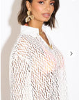 V pattern Lace kaftan dress in White Holiday wear collection
