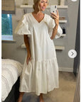 Oversized Puff Sleeves Maxi dress in White