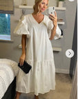 Oversized Puff Sleeves Maxi dress in White