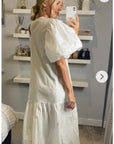 Oversized Puff Sleeves Maxi dress in White