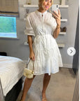 Leave's pattern shirt dress in white