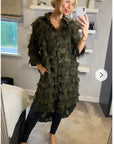 Feather look and star pattern shirt dress in Green