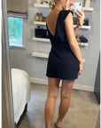 Floral lace pattern playsuits with deep V back design