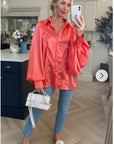Oversized Sleeves Shirt in Orange colour