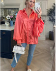 Oversized Sleeves Shirt in Orange colour