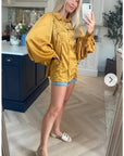 Oversized Sleeves Shirt in Yellow color