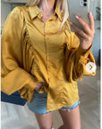 Oversized Sleeves Shirt in Yellow color