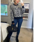 Soft knit Zebra print Jumper in black