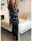 Multi floral print chiffon flowy shirt (BLUE)