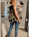 Sleeveless Chiffon Vest Top with Abstract Print