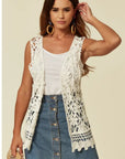 White Floral Pattern Crochet Cardigan