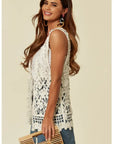 White Floral Pattern Crochet Cardigan