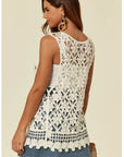 White Floral Pattern Crochet Cardigan