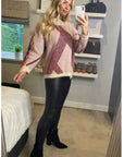 Pink metallic effect stripe design jumper