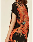 Coconut tree leaves print Top (Orange)