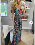 Multi Color Leopard print maxi dress (Blue)