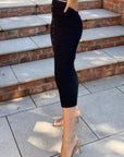 Midi Pencil Skirt in Fine Knit bodycon style in Black