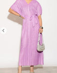 Oversized Metallic pleated kaftan maxi dress in Purple