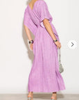 Oversized Metallic pleated kaftan maxi dress in Purple