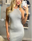 Cotton blend PETITE Bodycon Dress (GREY)