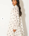 Oversized polka dot print billow dress with blouson sleeves