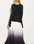 Full pleated Kimono sleeves cardigan top and tie dye print maxi skirt in black