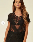 Cotton Crochet Lace Tank Top (BLACK)