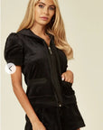 Velvet Zip-Up Hoodie & Shorts Co-Ord Set