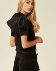 Velvet Zip-Up Hoodie & Shorts Co-Ord Set
